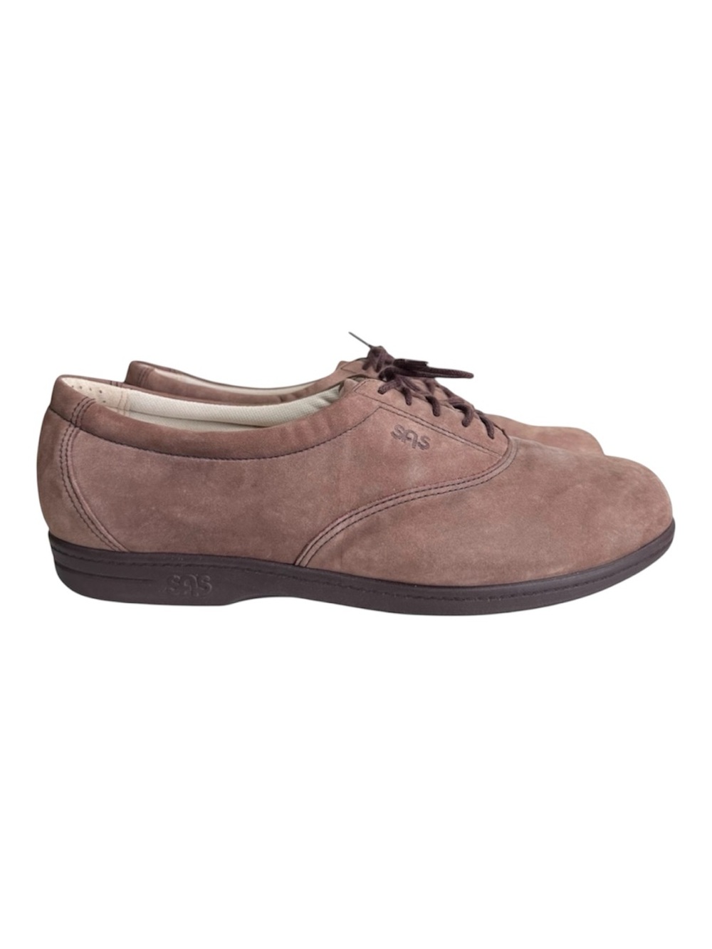 SAS Whisper Oxford Brown Suede Lace Up Shoes